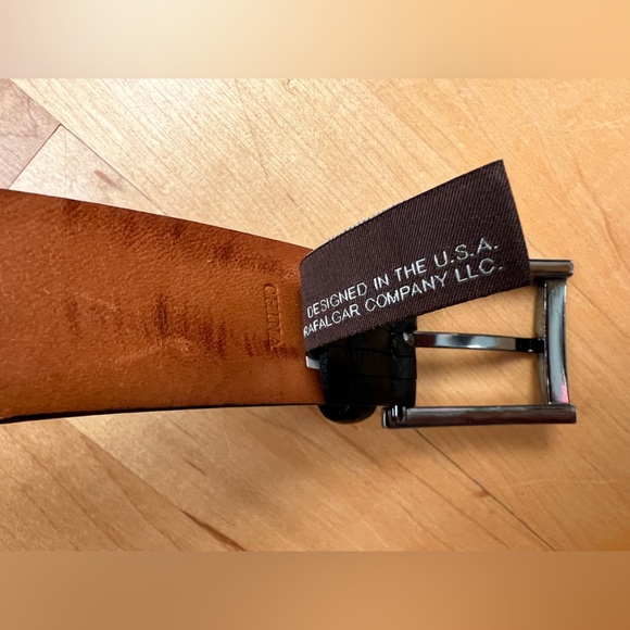 👔Italian Vegetable Tanned Leather | Trafalgar Belt | 36/90 | Black with Silver - Picture 4 of 17